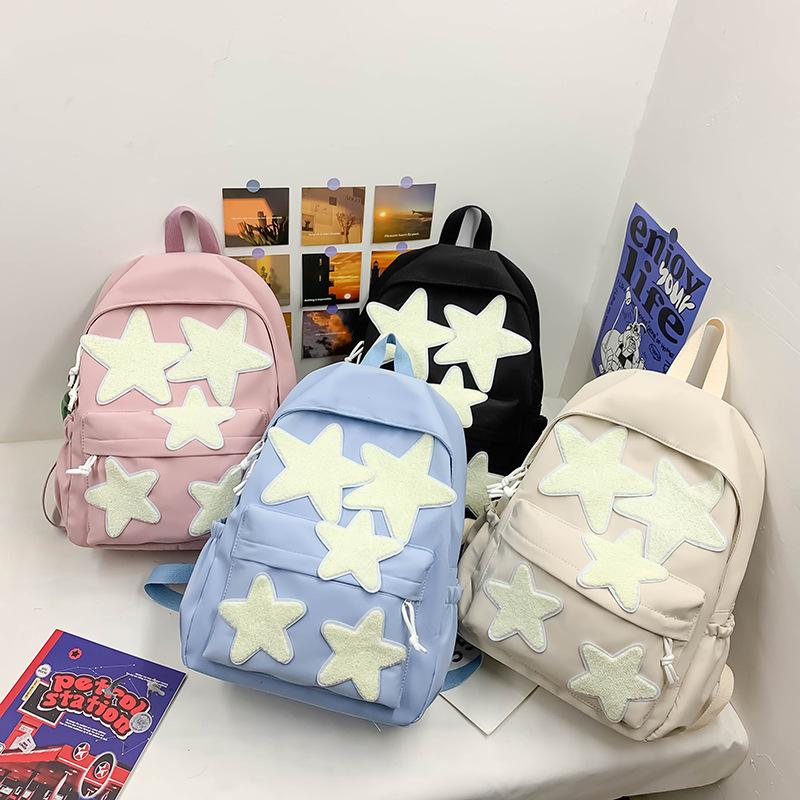 Women's Casual School Backpack Fashi Five-Pointed Star Shoulder Bags For Teenagers Girls Students Large Capacity Laptop Handbags
