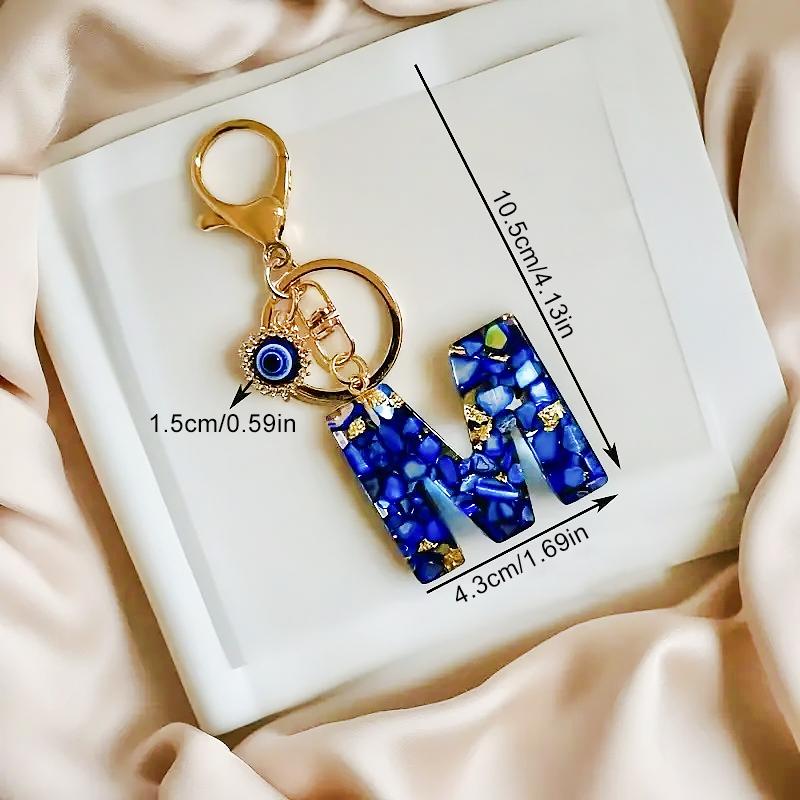 1PC Key Rings Stylish Alphabet Initial Charm Bags Eyes Fashion Resin Car Blue Phone Pendants Keychain