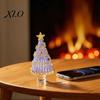 Festive Desk Decoration Hand Blown Glass Christmas Tree Figurine with Golen Star, Atmosphere Decor Mini Xmas Ornament, Handmade Desktop Holiday