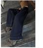 Winter 2025 Girls' Fleece-Lined Wide-Leg Jeans - Warm, Solid Color, Casual Long Pants