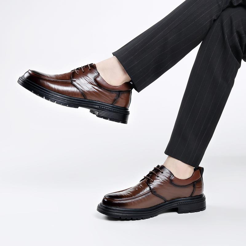 Fashion Fashion Men's Handmade Casual Lace Up Shoes Genuine Leather Men Loafers Outdoor Comfortable Breathable Men Business Dress Shoes