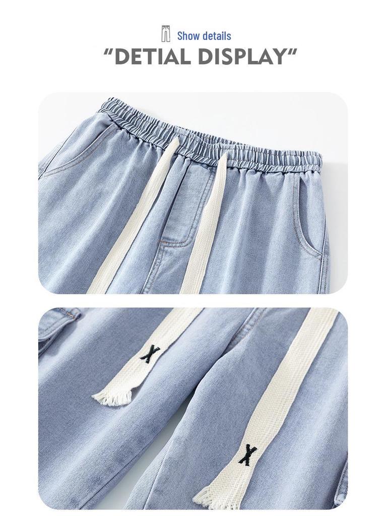 Men's Retro Wide-Leg Multi-Pocket Jeans - Spring/Fall Casual Workwear Pants