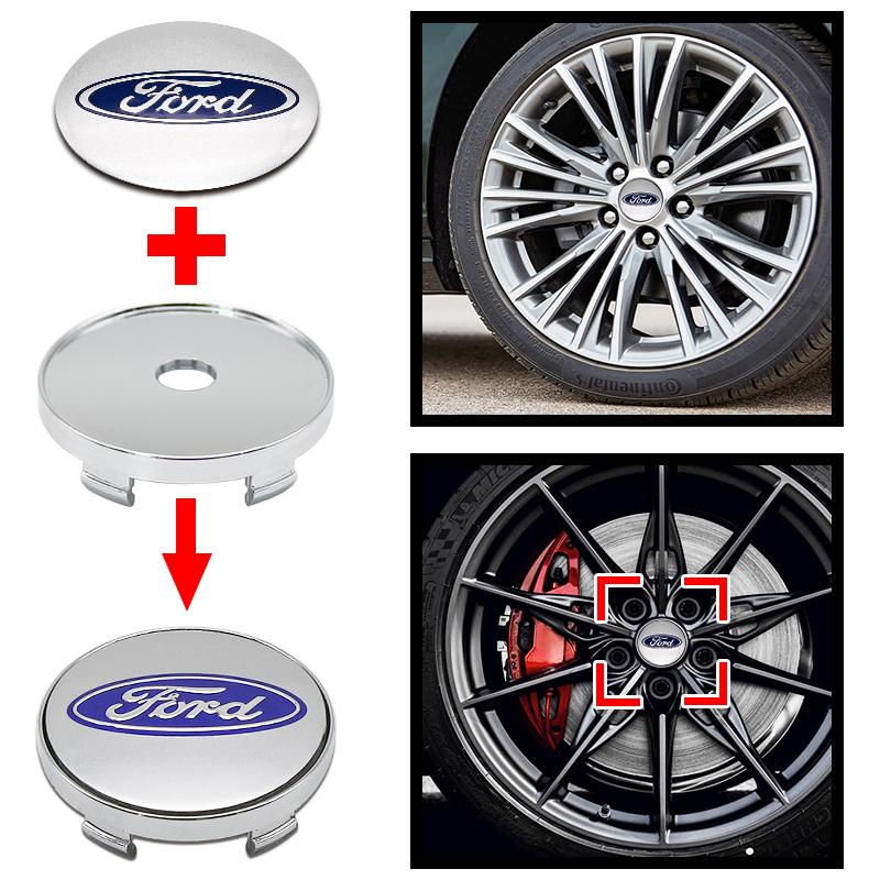 AJI1 4pcs 3D 60mm For Car emblem Wheel hub Center Cap Badge covers sticker Decals Styling For Ford Mondeo Focus Fusion MK2 MK4 F150