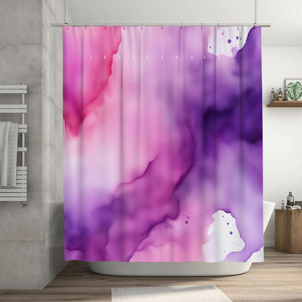 Vibrant Watercolor Shower Curtain Pink Purple Blush Luxury Bath Decor Waterproof Fabric Home Bathroom Decorations Size 72X84