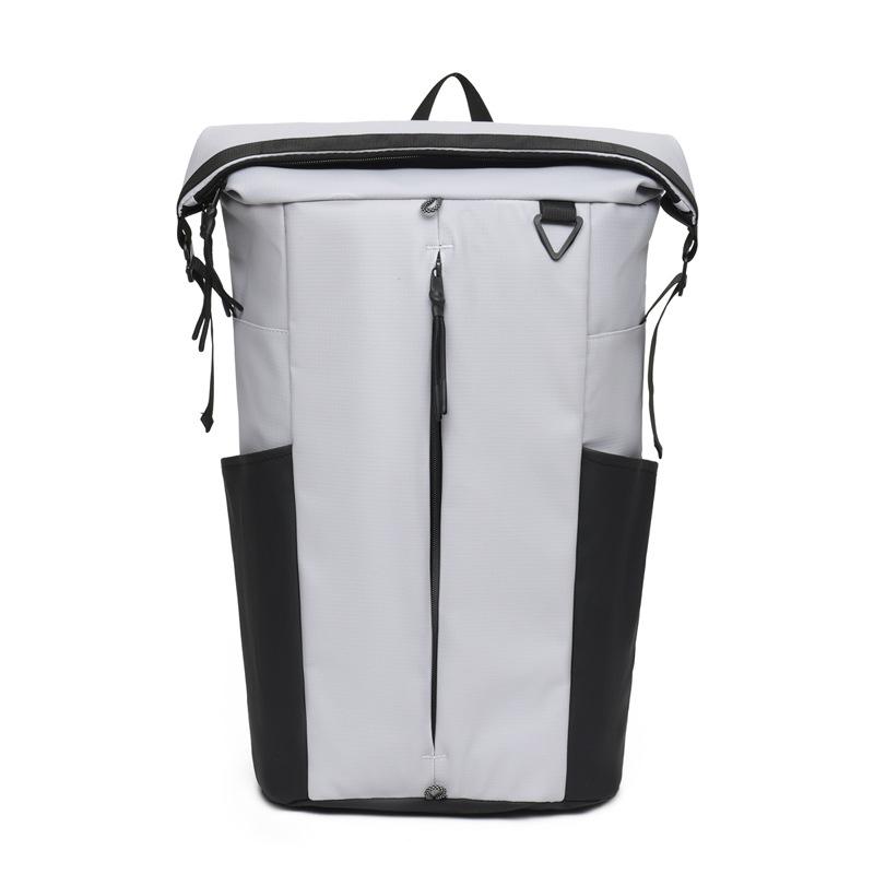 Roll mouth business backpack commuter laptop bag men's high-end sense backpack travel light function bag