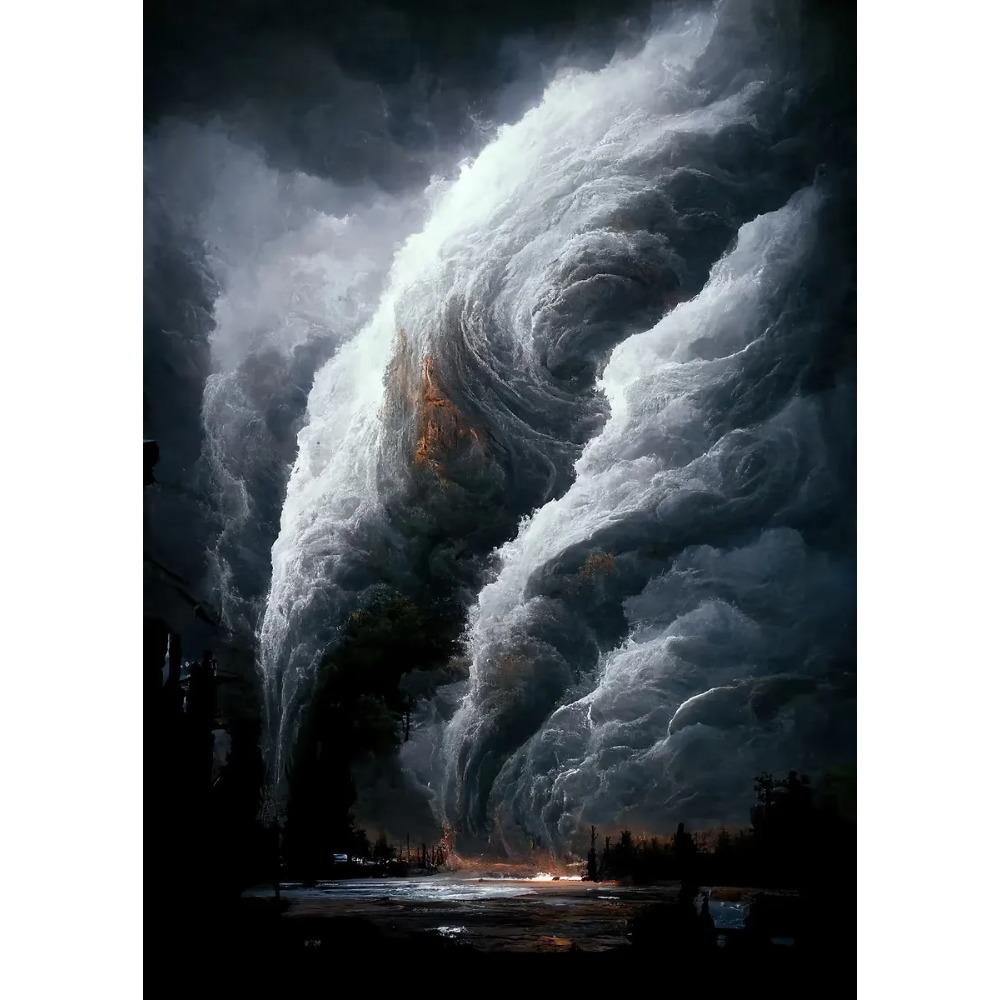 Naturkatastrophe Apokalyptischer Sturm Poster Blitze über dem Ozean Drucke Leinwandbild Wandkunst Bilder Heim Wohnzimmer Dekor