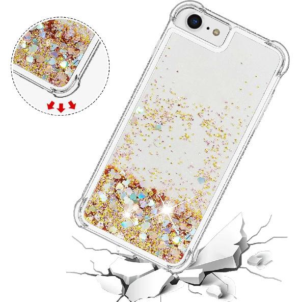 

Compatible with iPhone SE 2020 Case, Bling Glitter Clear Case Floating Quicksand Shockproof Protective Sparkle Silicone Soft TPU Case for iPhone 6/7 Love-1
