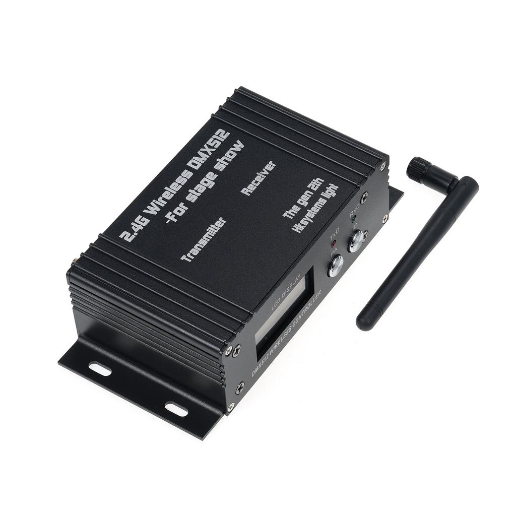 Transmisor Receptor Controlador Inalámbrico DMX 512 2.4G Pantalla LCD Potencia Ajustable Repetidor