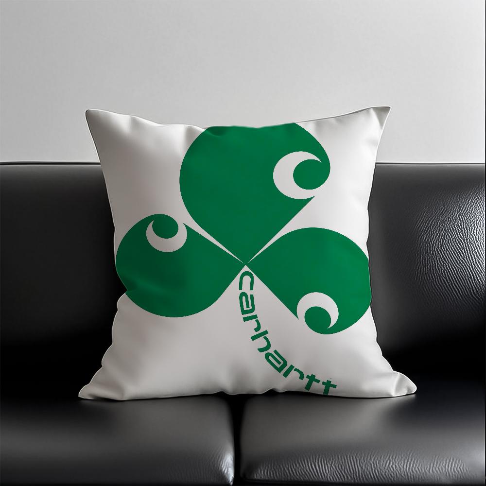 Módní povlak na polštář s logem C-Carhartt, proti roztočům, s neviditelným zipem, hebký krátký plyš, potah na polštář na pohovku