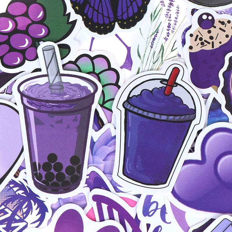50Pcs Cartoon Purple Stickers Diy Suitcase Laptop Guitar Bicycle Car Decals
