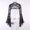 JY22221 Bell Sleeve Lace Hollow-Out Silk Cardigan for Women - European & American Autumn/Winter Fashion