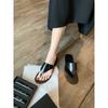 Grape mother of the same style, summer new round head simple triangular toe flat-soled slippers women's leather flat-soled sandals