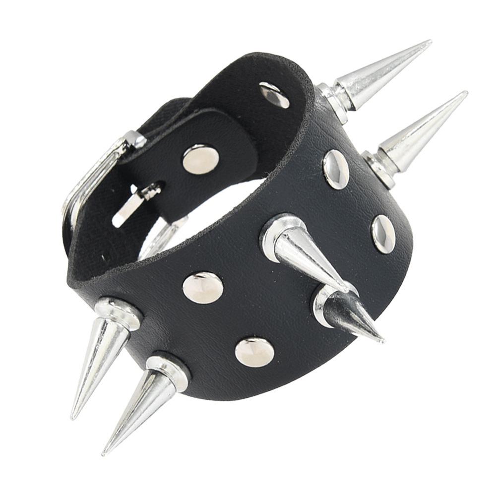 Cross-border Punk Style Double Row Bracelet with Alloy Rivets and Spikes