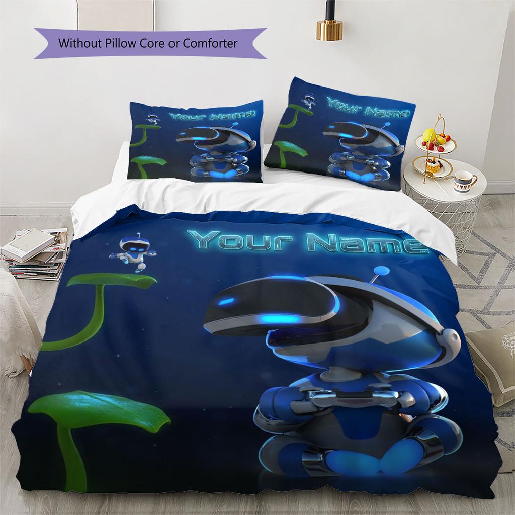 ASTRO BOT Custom Name Pattern Bedding,Quilt Set Quilt Cover Pillowcase Home Birthday Gift(1 * Duvet Cover + 2 * Pillowcase, Without Core)
