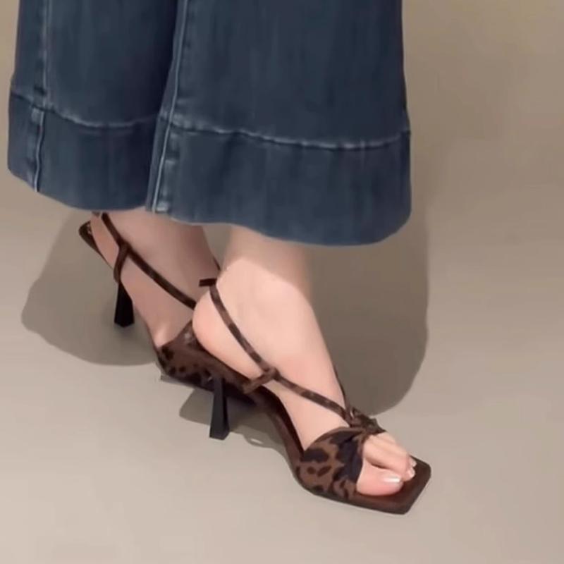 Fashion Elegant French Style Black High Heel Sandals with Fine Straps Women's Shoes 2025 Summer New Arrival Niche Fine Track Roman Shoes