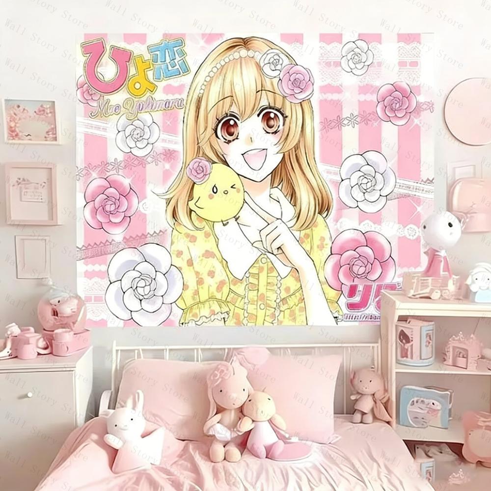 Manga girls heart style cute Aesthetic tapestry atmosphere decoration of bedroom Tapestry Bedside Tapestry Bathroom Tapestry