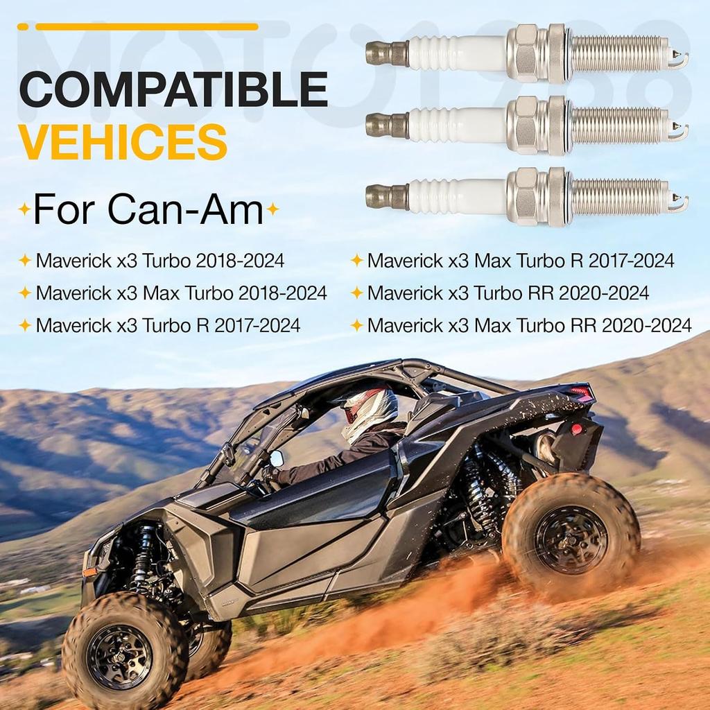3 Pcs Iridium Spark Plug for Can-Am Maverick X3 Max Turbo R RR 2017-2024 | 415130363, 715900492