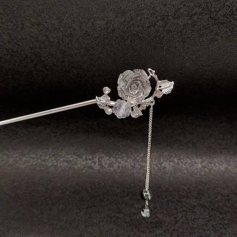 Classic Chinese Tassel Hair Accessory Retro Metal Flower Hanfu Hair Needle for Women's Daily Holiday Wear Girl's Jewelry Hairpin