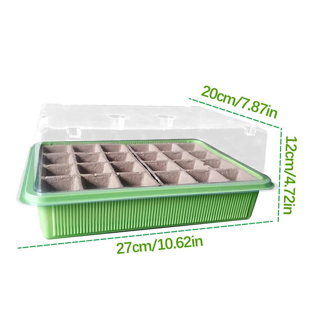 24 Cells Highter Nursery Pots Seeding Trays Seed Starter Kits Humidity Domes Cover Gardening Plant Germination Trays Box