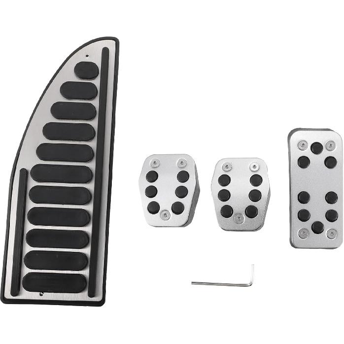 Motoforti Car Manual Transmission Fuel Brake Dead Pedal Cover Set, for Ford Focus 2 3 4 MK2 MK3 MK4 Kuga Escape RS ST 2005-2017, Metal, Black Silver