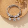 DIY Beaded Bracelet with Stainless Steel Loop Charms Crystal Rhinestone Ball Alloy Heart Letter Charms Jewelry
