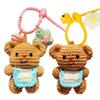 Bear Backpack Keychains Cartoon Knitted Doll Toys Handmade Crochet Keychain Portable Crochet Bear Bag Charm Key Chain Pendant