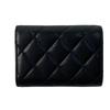 Used CHANELTri-fold Wallet Black/pink Leather Women