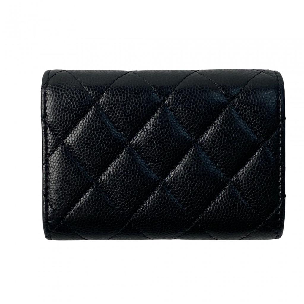 Used CHANELTri-fold Wallet Black/pink Leather Women