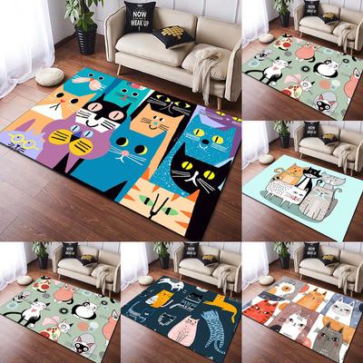 Cute Cartoon Cat Carpet Yoga Living Room Children's Area Rug Games Area Crawling Mat Doormat Lovely Kitten Home Decor Floor Mats