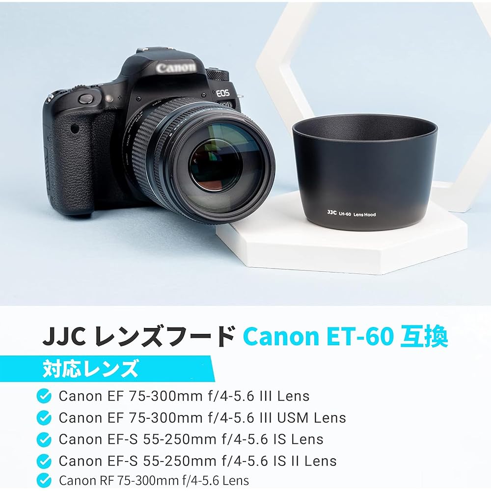 JJC Canon ET-60 Reversible Lens Hood for Canon RF 75-300mm f/4-5.6/EF 75-300mm F/4-300mm F/4-5.6 ...
