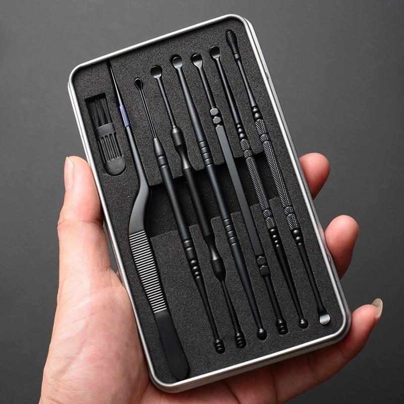 Stainless Steel Ear Pick Set 8PCS Ear Cleaner Kit Spiral Spring Earwax Remover Tweezers Ear Cleaning Tool