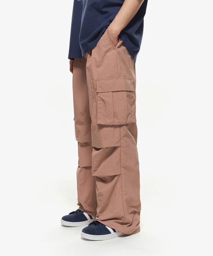 MOZMOZ Parachute Nylon Cargo Pants Pink