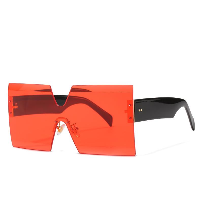 Rimless Oversized Sunglasses Women For Men Luxury Brand Designer Vintage Sunglasses Popular Rivet Shades Uv400