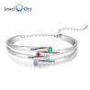 JewelOra Designer Personalized 4 Birthstones Family Bracelets for Women Custom Name Engraved Bracelet Mothers Day