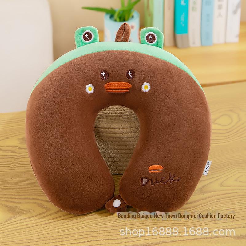 Cartoon U-Shaped Neck Pillow for Office, School, Travel, and Driving - Portable with Printed Logo