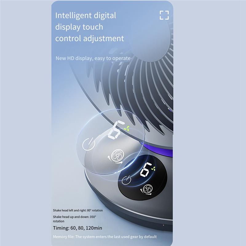 ABGR-3000Mah Rechargeable Desk Fan,Portable Table Air Circulator Fan For Whole Room- 6 Speeds,360° Tilt Easy Install Easy To Use