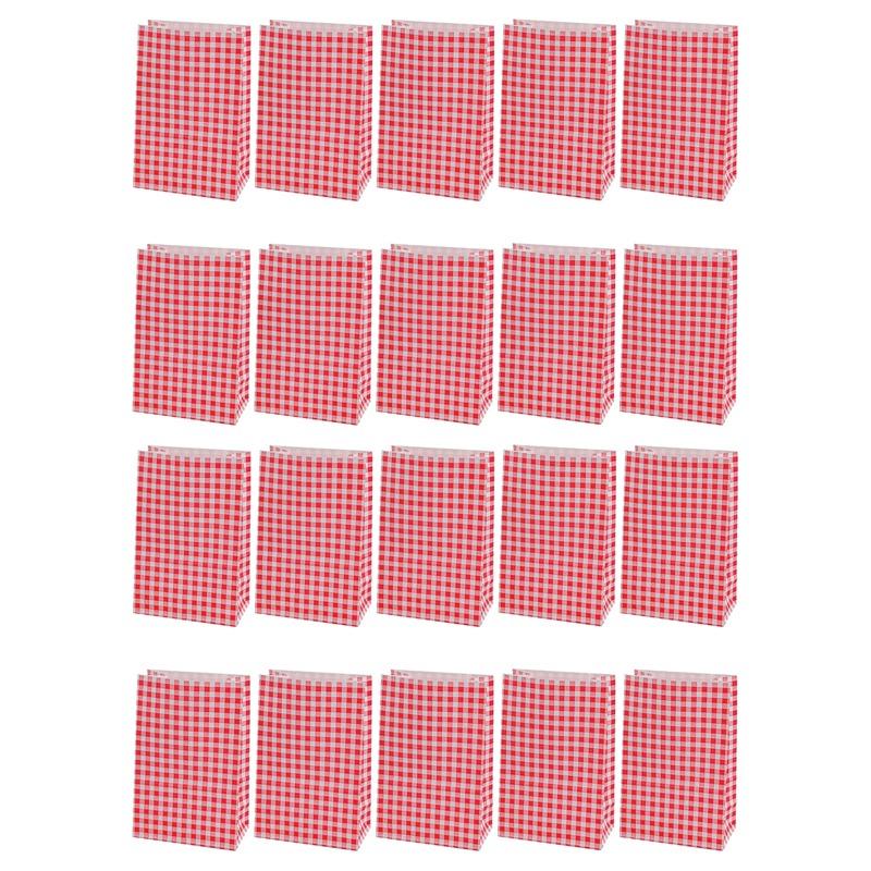 5/10/20 ST Färgglada Rutiga Papperspåsar För Fest Födelsedag Bröllop Shopping Presentpåse Kex Snacks Presentförpackning Dekoration