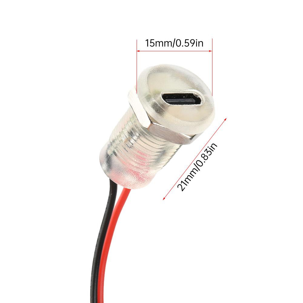 2Pin Female Connector Wire LED light USB Type-c Direct Compression Female Base Waterproof Socket With Welding Charging Interface