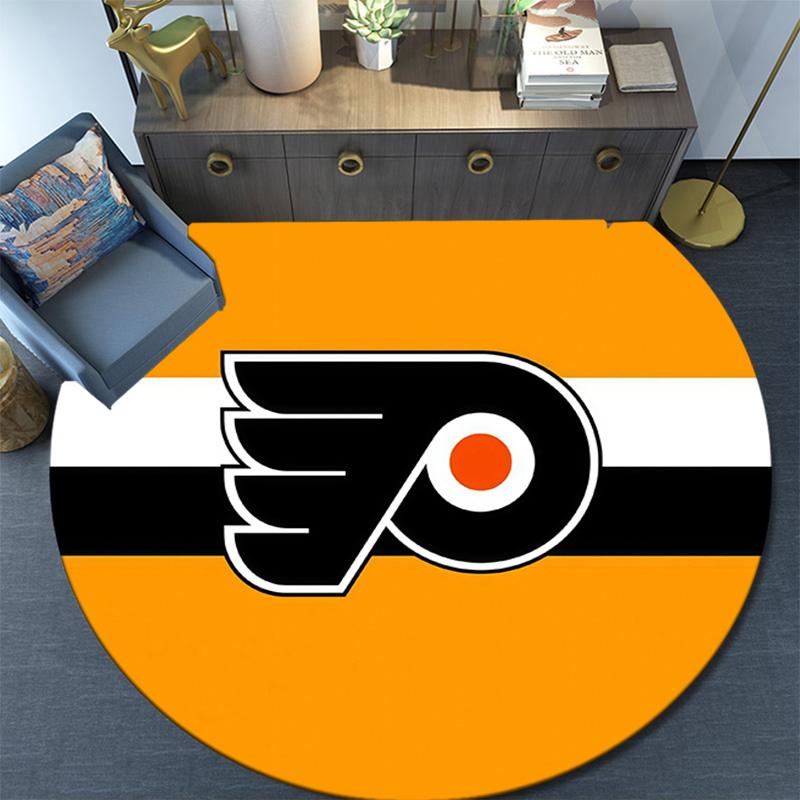 Philadelphia Flyers,Round Area Rug,Carpet Rug for Living Room Bedroom Sofa Playroom Decor,Non-slip Floor Mat