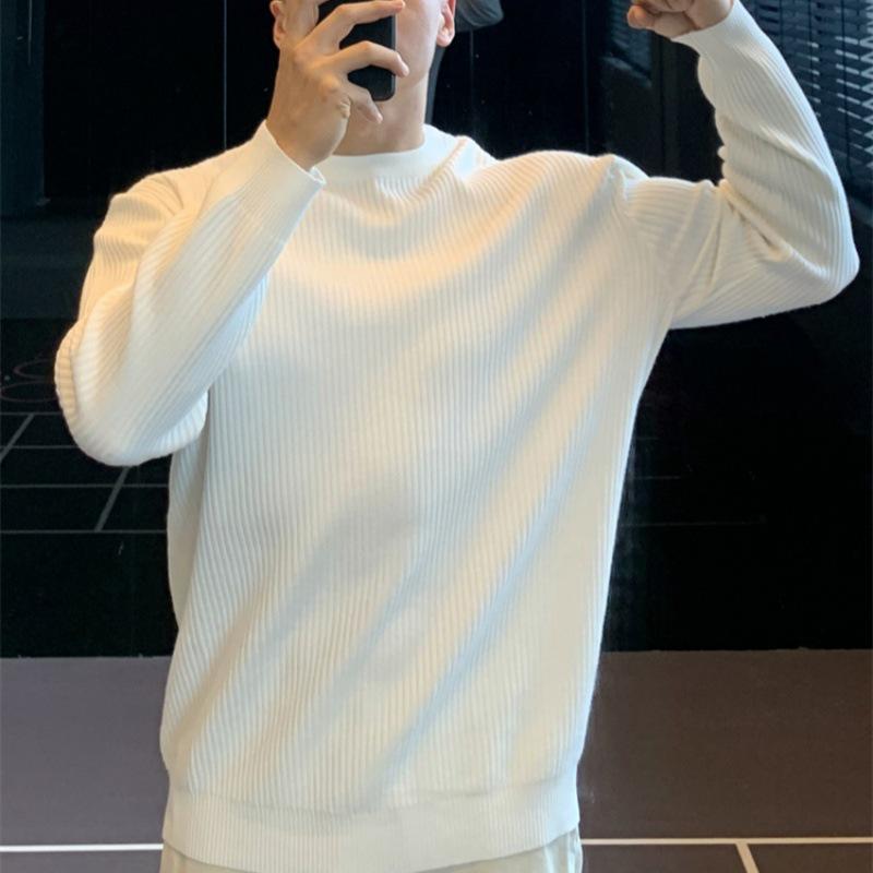 

Mature & Steady Men s Gray Round-Neck Sweater: Stylish Ribbed Knit Pullover for Autumn & Winter 2XL білий
