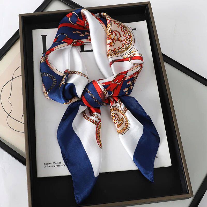 Luxury New Print Silk Scarf Women Versatile 70 Neckerchief Thin Retro Outdoor Scarf Bandana Square Scarf
