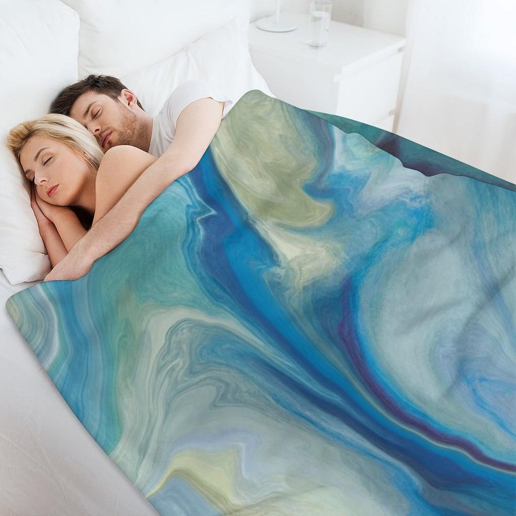 Cool Ocean Pools Marble Pattern - Blue Palette Throw Blanket For Sofa Thin Sofa Throw Sofas Sleeping Bag Blankets