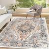 Alfombra de Área Bohemia Vintage Antideslizante con Intrincado Patrón Floral, Alfombrilla Suave para Sala de Estar, Dormitorio, Cocina, Decoración de Oficina