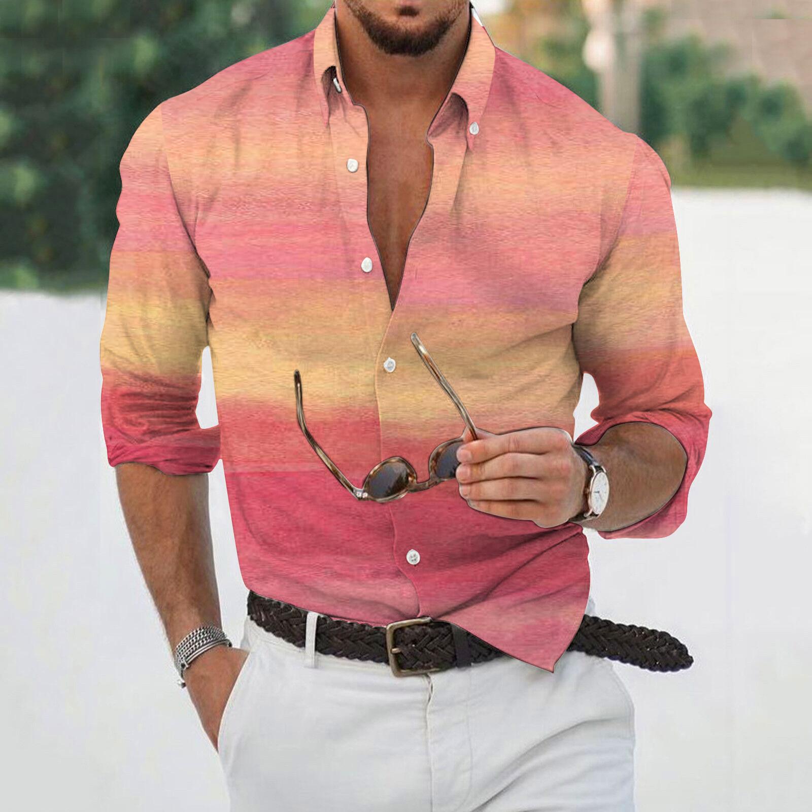 

Дизайнерская весна-лето мужская повседневная 3D-хэллоуинская печать Гавайская рубашка Блузка Рубашки с длинным рукавом XXL красный