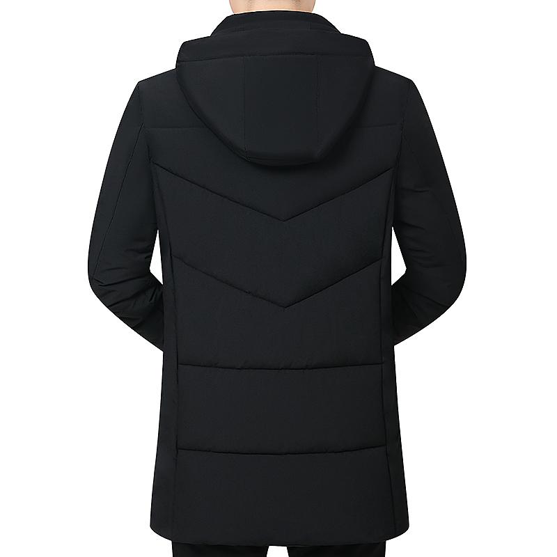 Herren Kapuzen Winter Daunen Baumwollmantel für Herren Parkas Verdickt Einfarbig Wattiert Strickjacke Midi Länge Reißverschluss Herren Warme Jacke