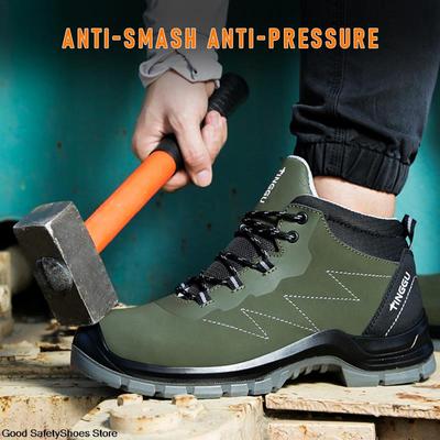 Work Boots Men Sport Safety Shoes Anti Puncture Steel Toe Work Shoes Anti-Scald Anti-Spark Welder Shoes Anti-Static Work Boots