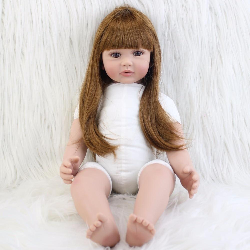 BZDOLL 60 cm weiches Silikon wiedergeborenes Kleinkind-Mädchen-Babypuppe ohne Kleidung lebensechte 24-Zoll-Prinzessinnenbabys vor dem Schlafengehen Spielzeug schöne Geburtstagsgeschenke