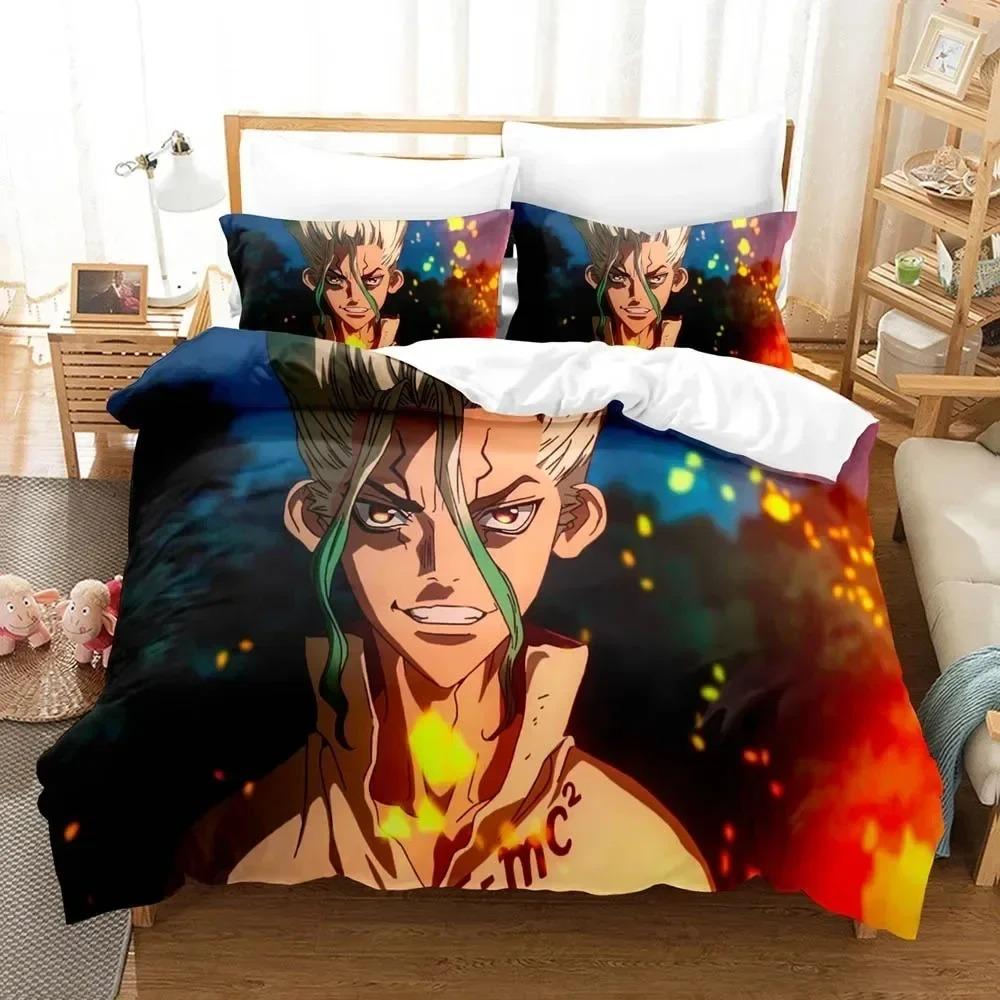 3D Printed Dr.Stone Senku Bedding Set Boys Girls Twin Queen Size Duvet Cover Pillowcase Bed Boys Adult Home Textileextile