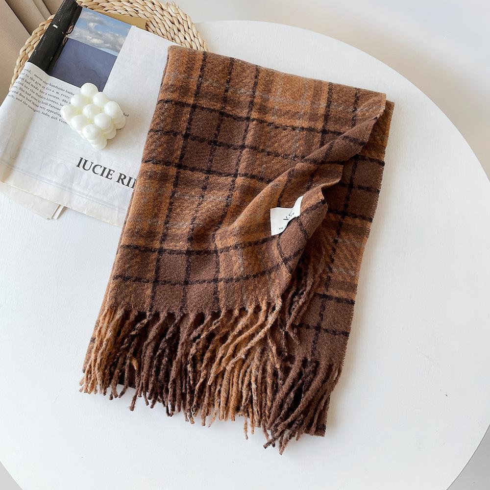 Circle yarn plaid shawl women's winter high-end atmosphere red scarf three christmas scarf shawl
