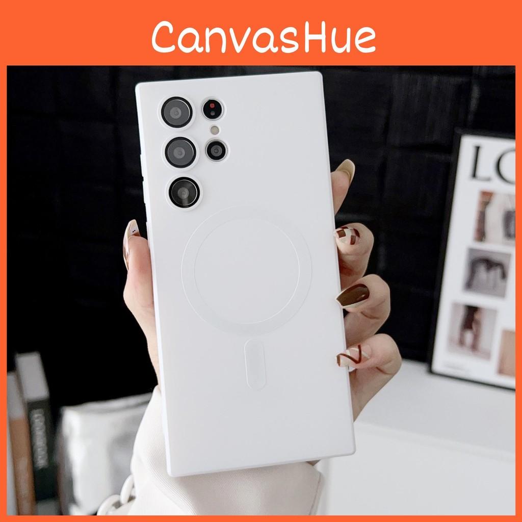 Charge Magnetic Wireless Phone Case With Lens Protection For Samsung S21 Ultra